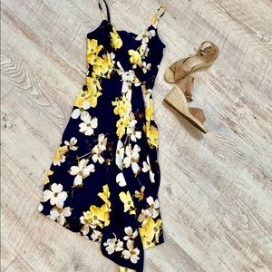 Maggy London Navy Floral Charmeuse Slip Dress, 8